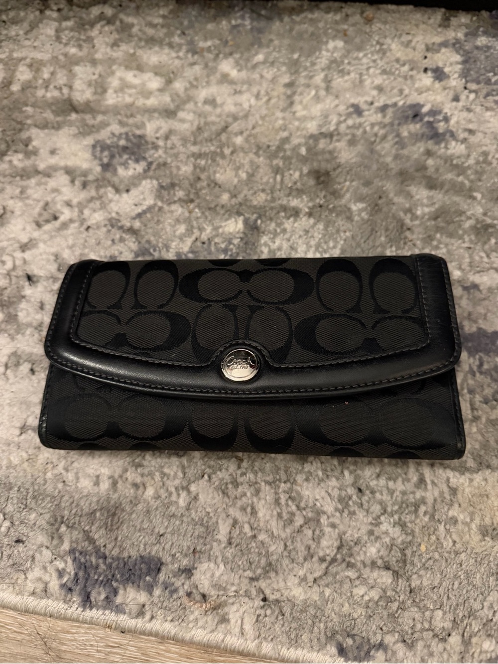 Coach Black Signature Continental Wallet
